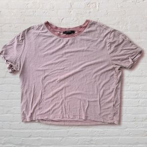 Forever 21 pink and white striped crop tee